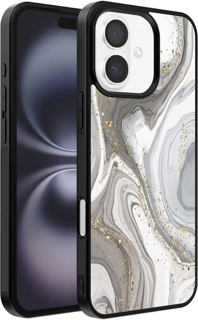 Smartphonica Telefoonhoesje Geschikt voor iPhone 16 Plus met marmer opdruk - TPU backcover case marble design - Zilver geschikt voor iPhone 16 Plus