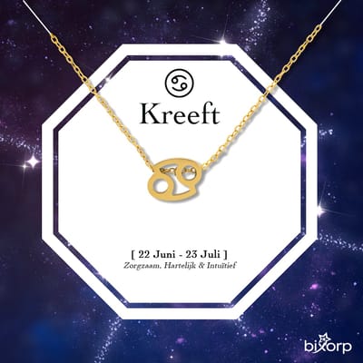 Bixorp Stars Sterrenbeeld Ketting Kreeft / Cancer - Stainless Steel met Goud Verguld - 45cm Ketting met Zodiac Hanger - Inclusief Cadeau Verpakking