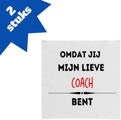 Akyol - omdat jij mijn lieve coach bent brillendoekjes - Coach - de liefste coach - sport - verjaardag - cadeautje voor coach - kado - geschenk - 17,8 bij 17,8 cm - 2 stuks
