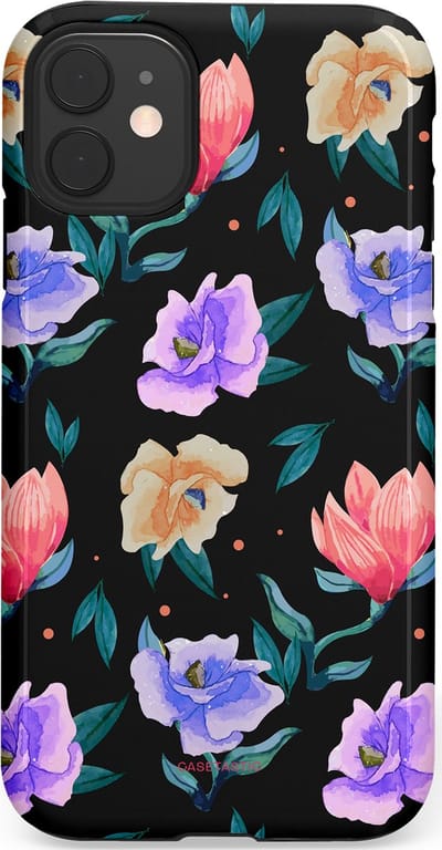 Casetastic hoesje geschikt voor Apple iPhone 11 - Dubbellaagse bescherming - Avondtuin - Fashion Case - Zwart Petrol Lavendel