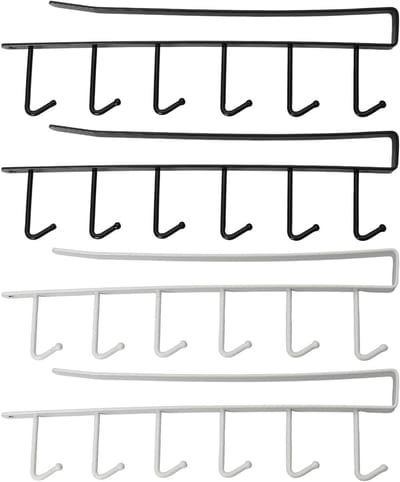 Ruimtebesparende Deurhangers met 6 Haken - Set van 4 Stuks, Duurzaam en Praktisch voor Kledingorganisatie