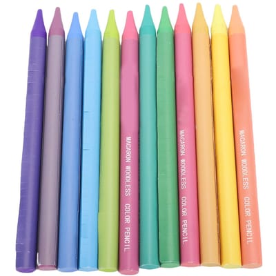 Set de 12 Crayons sans Bois Couleurs Crayons de Dessin Colorés à Base d'Huile pour Adultes Étudiants Artistes Macaron