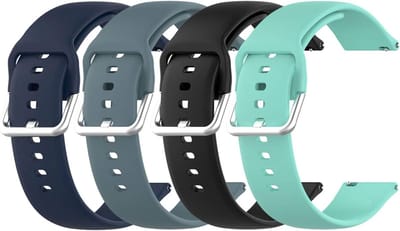 4 Pack Vervangende Soft Silicone Armbanden voor 22mm Horloges, Geschikt voor Umidigi Urun, LIFEBEE ID206 en Letsfit EW1, Comfortabele en Duurzame Horlogebandjes