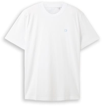 Tom Tailor Denim - Basic T-shirt met logo-print - Maat L - White