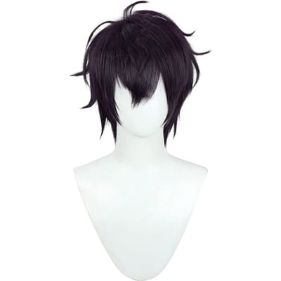 Ittetsu Saeki Cosplay Pruik, Donkerpaars, Hittebestendig, Perfect voor Kostuums, Halloween, Evenementen en Fotoshoots black