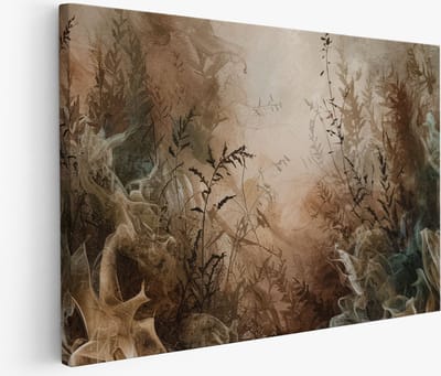 Saammp Muurcirkel Hout - Graan - Bloemen - Natuur - Ø 90 - Wandcirkel - Wanddecoratie Cirkel - Muurdecoratie Woonkamer - Kantoor Decoratie
