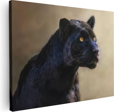 Artaza Canvas Schilderij Zwarte Panter - 80x60 cm - Wanddecoratie Dieren - Muurdecoratie Jungle - Schilderijen Op Canvas