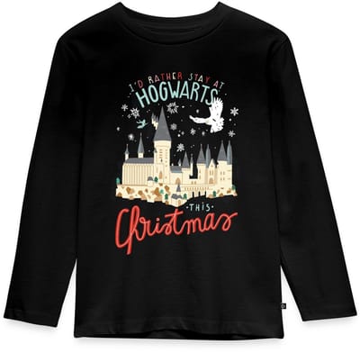 Harry Potter Kerstmis Ik Blijf Liever Op Hogwarts Premium T-Shirt Kinderen