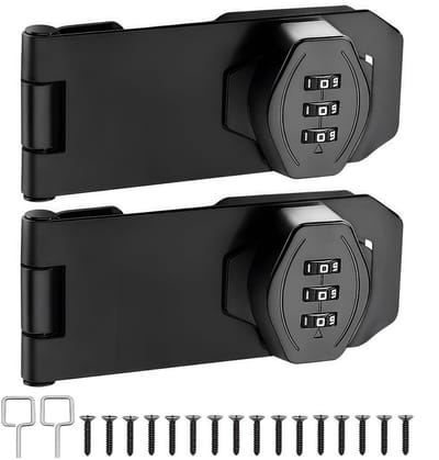 Dailygoods- Kastslot - 2 Stuks - 3-cijferige Combinatieslot - Zinklegering - Antidiefstal - Verstelbaar Wachtwoord - Zwart - Combinatielock