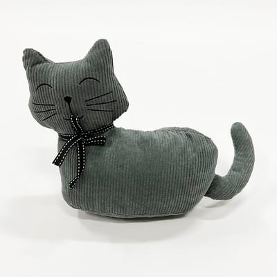 Deurstopper - Kat - 26x20x11cm - 1 kilo - donkergrijs - polyester - decoratie - babykamer - kinderkamer
