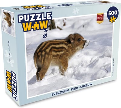 Puzzel Everzwijn - Dier - Sneeuw - Legpuzzel - Puzzel 500 stukjes