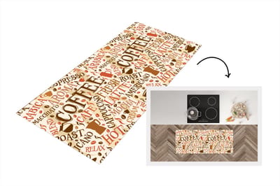 Keukenloper - Loper keuken - Koffie - Vintage - Patroon - 120x50 cm - Keukenloper vinyl
