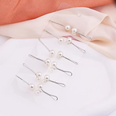 Ensemble de 12 pinces à foulard/écharpe avec fausses perles, style simple, ensemble de broches pour femmes, broche antidérapante/pinces hijab blanc