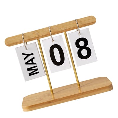 Dailygoods - Perpetual Daily Flip Kalender voor Bureau - Houten Desk Kalender