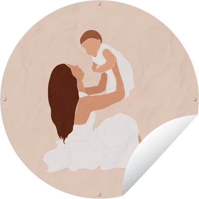 Tuincirkel Moeder - Kind - Familie - Baby - 60x60 cm - Ronde Tuinposter - Buiten