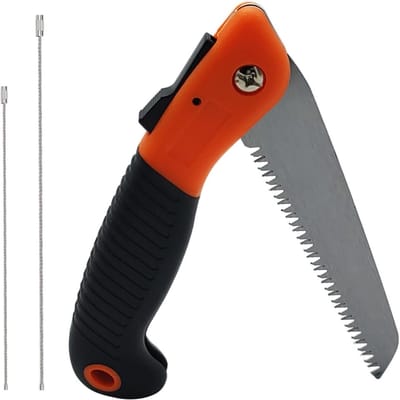 Vouwzaag met Oranje Handvat, Draagbaar en Antislip, Ideaal voor Snoeien van Bomen, Planten en Hout
