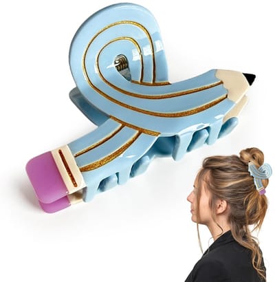 Daity Haarklemmen Leuke potloodhaarklemmen - Acetaathaarklemmen voor dik - dun - krullend en steil haar - Cadeau voor leraren voor het begin van het schooljaar (blauw)