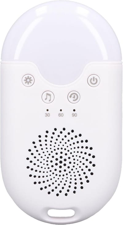 White Noise Machine - Draagbare Handheld, Opladen Bevorder Slaapgeluidsmachine met Kleurrijk Licht Diverse Muziek Slaaphulpapparaat Ondersteuning voor Thuisreizen Nachtgebruik