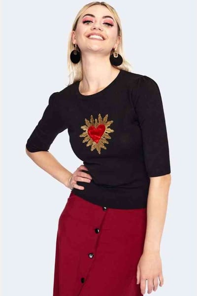 Voodoo Vixen Sweater/trui -XS- Queen Of Hearts Zwart