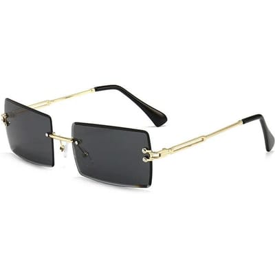Vintage Mode Nieuwe Zonnebrillen Randloos Frameloos Rechthoekige Tinten Gradiënt UV400 Vierkant Reizende Zonnebrillen voor Vrouwen