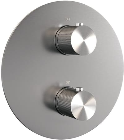 Brauer Brushed Carving - 3 Weg - Inbouwthermostaat - Rond - In/afbouwdelen - RVS Geborsteld PVD