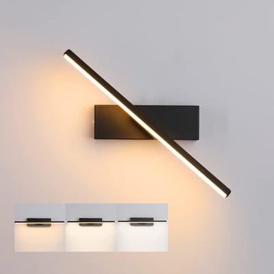 Rosnek Moderne LED Wandlamp Binnen Zwarte - 30cm - 330° Draaibare - Warm Wit 3000K 6W 600LM - Aluminium Binnenverlichting voor Slaapkamer/Woonkamer/Spiegel