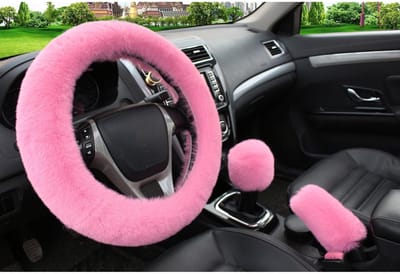 Dailygoody - Autostuurhoes - Antislip - Warme pluche stuurhoes - Roze - Universele stuurbeschermer - Auto-accessoires - Geschikt voor 36 - 39 cm
