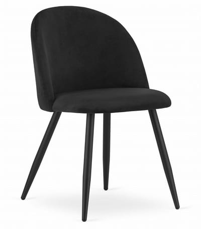 Stoel BELLO - Zwart Velvet, Zwarte Metalen Poten, Modern Design en Uitstekend Zitcomfort voor Woonkamer, Slaapkamer, Eetkamer of Kantoor, Max. 120 kg