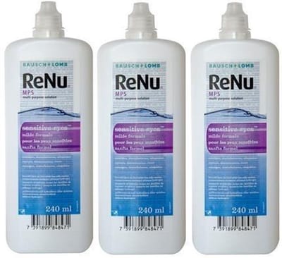 Renu MPS sensitive eyes - 3 x 240 ml - incl. 1 x lenshouder - zachte contactlenzen - voordeelverpakking