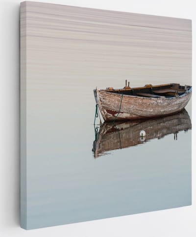 Saammp Canvas Schilderij - Eenzame boot- Abstract - 20x20 - Foto op canvas - Wanddecoratie - Muurdecoratie Woonkamer - Slaapkamer decoratie - Canvas Print