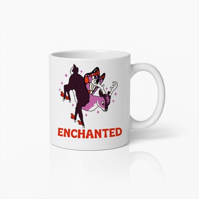 Enchanted Mok 330ml – Magische Fantasie Koffiebeker met Hert en Vlindervleugels – Perfect Cadeau voor Dromers, Fantasie- & Natuurliefhebbers