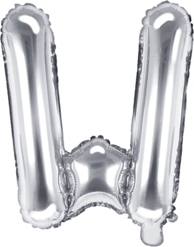 Partydeco - Folieballon Zilver Letter W (35 cm)