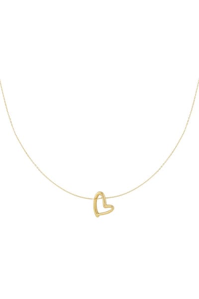 Yehwang damesketting goudkleurig - Mini Hart Hanger - Roestvrij staal - 41 cm
