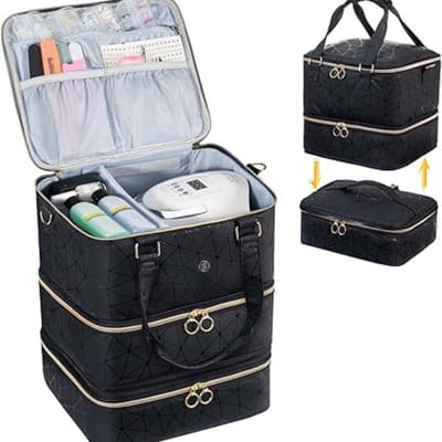 Nagellak koffer - Nagellak Organizer Tas – Opbergtas voor 84 Nagellakflessen – Handige & Draagbare Make-up Organizer – Zwart - nagellak opbergen - nagelkoffer