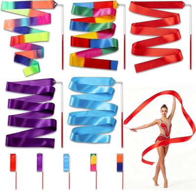 Gymnastieklint met Stok, 10 Stuks Danslint met Stok, 2M Meerkleurig Ritmisch Sportgymnastieklint Gymnastieklint Danslinten Dancing Ribbon Streamers voor Artistieke Danstraining
