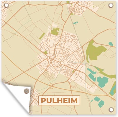 Tuin poster Pulheim - Stadskaart - Kaart - Vintage - Plattegrond - 200x200 cm - Tuindoek