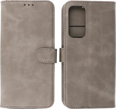 Motorola Moto Edge (2021) Hoesje - Book Case Telefoonhoesje - Kaarthouder Portemonnee Hoesje - Wallet Case - Grijs