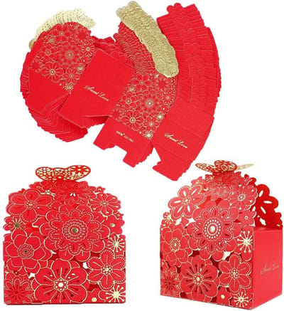 Geschenkdozen 30 stuks - Bruiloftsgeschenkdozen - Cadeaudozen met deksel - Chocoladedozen - Gastendozen - 250 g parelpapier - 7 x 6,5 x 8,5 cm