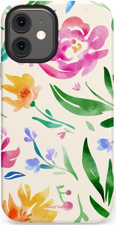 Casetastic Hoesje Geschikt voor Apple iPhone 12 Mini - Stijlvolle Beschermende Duo-layer Case - Waterflora