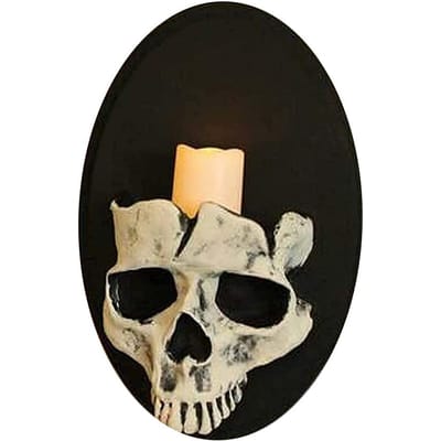 Wandkaarsenhouder Horror Skelet Kaarsenhouder voor Halloween Feest Decoratie beige