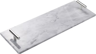 Marmeren dienblad met zilveren hendels 40 x 14 cm