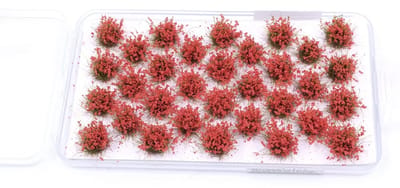 Allecto - Statisch grasboeien - Zelfklevend kunstgras - Voor wargaming en modelbouw - Rood - Terrainmodel - 32 stuks - Geschikt voor zandgrond
