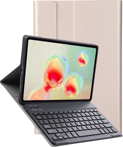 Hoes Geschikt voor Samsung Galaxy Tab S6 Lite Hoes Toetsenbord Hoes Case Book Cover Hoesje - Hoesje Geschikt voor Samsung Tab S6 Lite Keyboard Hoes - Goud