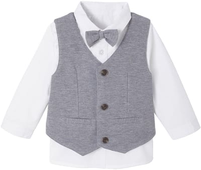 Vertbaudet Babyset voor jongens met hemd, vlinderdas en vest