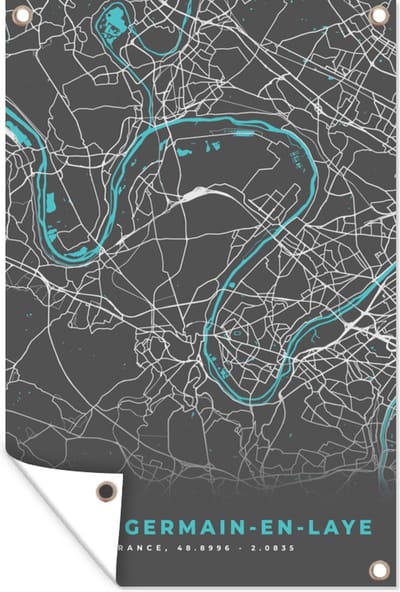 Muurdecoratie Saint-Germain-en-Laye - Stadskaart - Kaart - Plattegrond - Frankrijk - 120x180 cm - Tuinposter - Tuindoek
