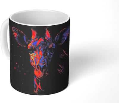 Mok - Koffiemok - Giraffe - Gekleurd - Verfspatten - Mokken - 350 ML - Beker - Koffiemokken - Theemok