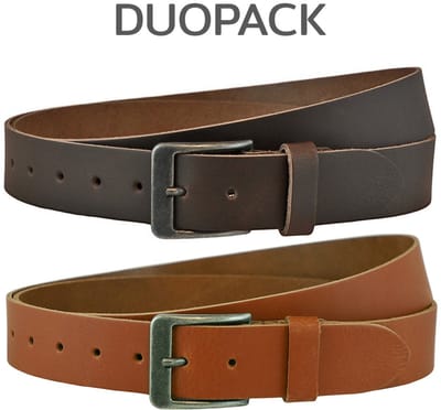 Landley Leren Unisex XXL Riemen Duopack - Extra Lange Dames en Heren Riemen - Voordeelset - Bruin + Cognac - Lengte totaal 165 cm / Geschikt tot maat 150