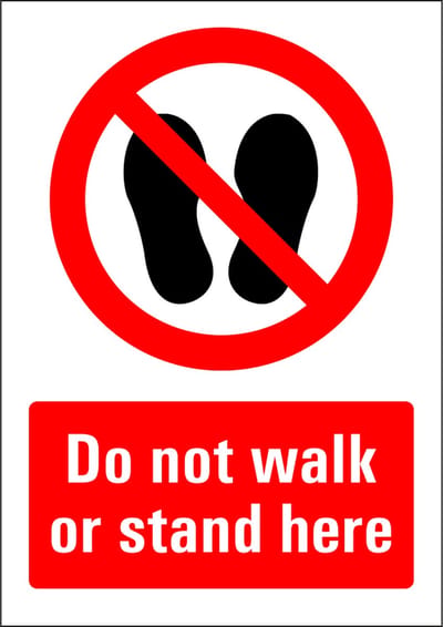 Do not walk or stand here sticker 210 x 297 mm