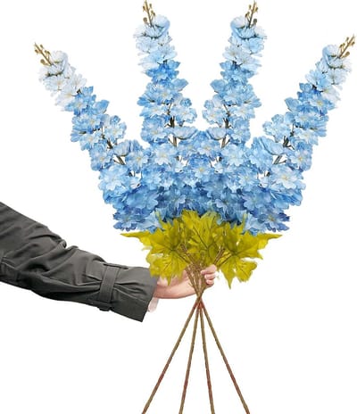 Kunstmatige Delphinium Bloemen Set van 4 Stuks met Lange Stelen voor Decoratie en Bloemstukken