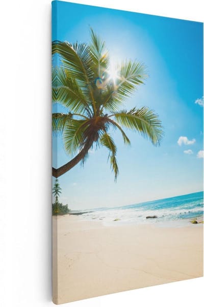 Artaza Canvas Schilderij Zeezicht - 20x30 cm - Klein - Wanddecoratie Strand - Muurdecoratie Woonkamer - Kamer Accessoires Palmboom